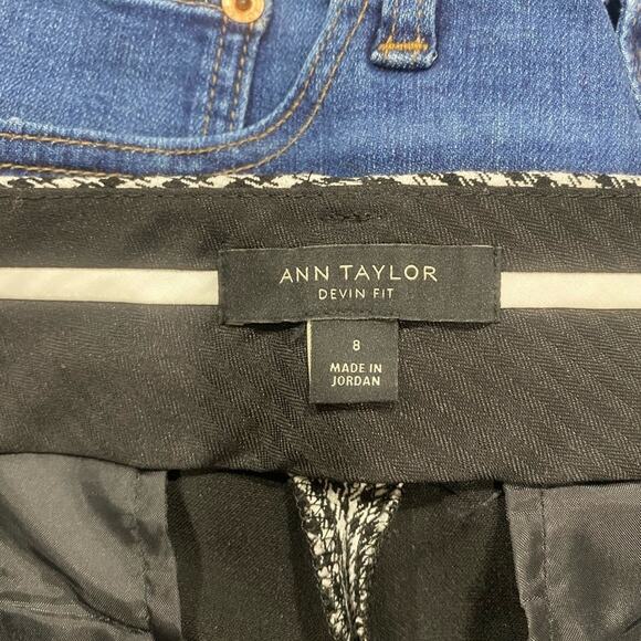 Ann Taylor Devin Gingham Pants Size 8 Black White Stretch Workwear Preppy Chic - Picture 6 of 8